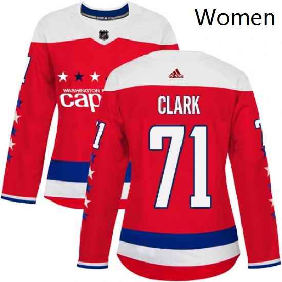 Womens Adidas Washington Capitals 71 Kody Clark Authentic Red Alternate NHL Jersey